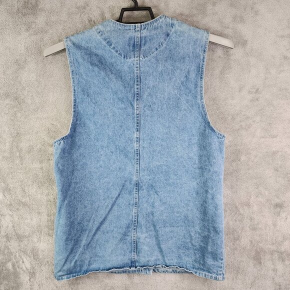Women's Vintage D.A.K. Denim Vest With Embellished Pockets & Buttons Size M - Picture 7 of 10